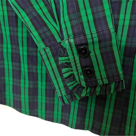 Vineyard Vines Green and Blue Top with Ruffled Collar - Picture 3 of 10